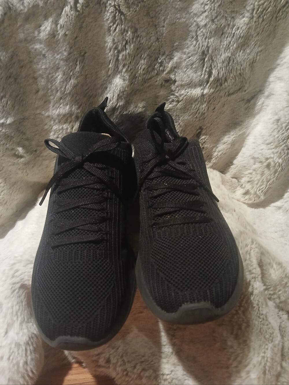 Skechers Men's All-Black Knit Lace-Up Athletic Sneakers